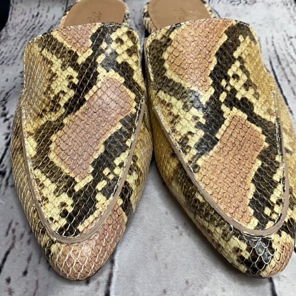 MADEWELL Frances Skimmer Snake Skin LeatherFlat Mules Blush Multi  Size 7 NEW - Picture 5 of 10